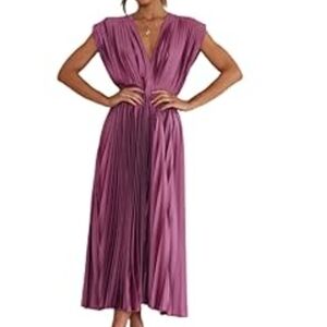 Elegant Purple Pleated Maxi Dress